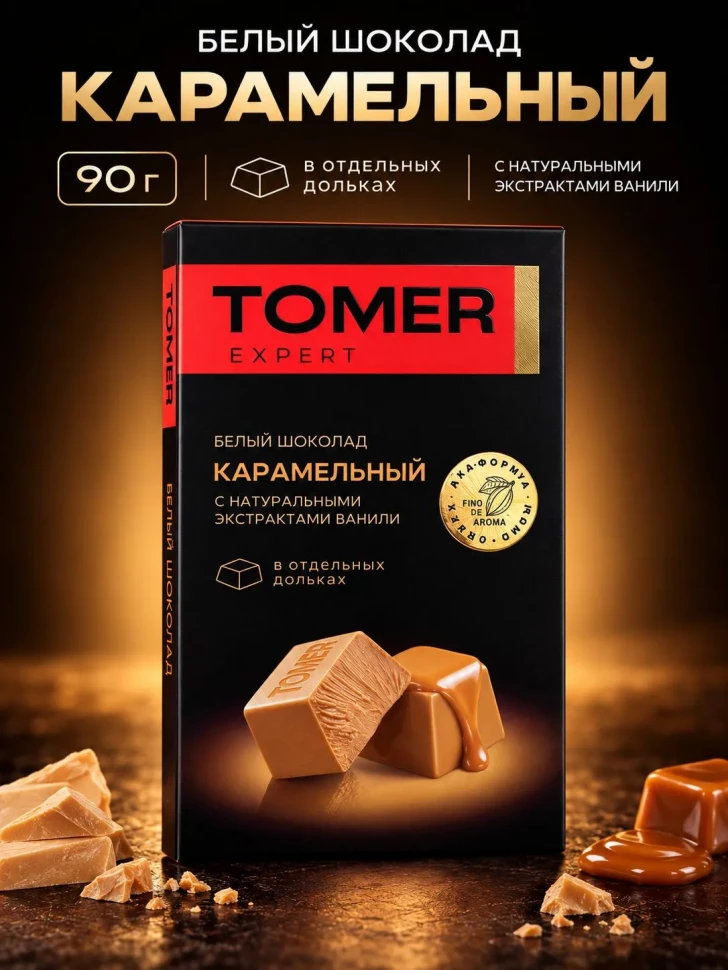  Фабрика Томер  Белый шоколад КАРАМЕЛЬНЫЙ, 90г  в Таганроге
