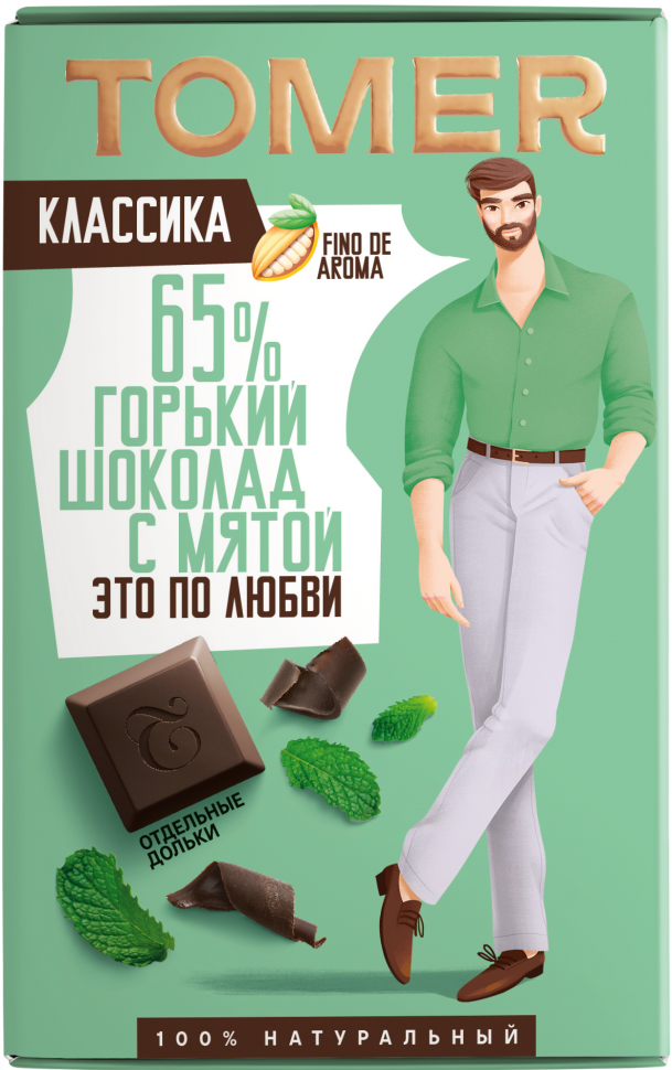  Фабрика Томер  Горький шоколад с МЯТОЙ, 90г в Таганроге
