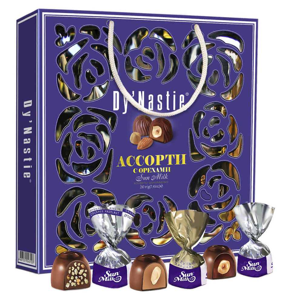  Династия Сумка Конфеты "Ассорти с орехами", 210г     в Таганроге